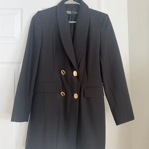 Zara Elegant Black Blazer with Gold Accents